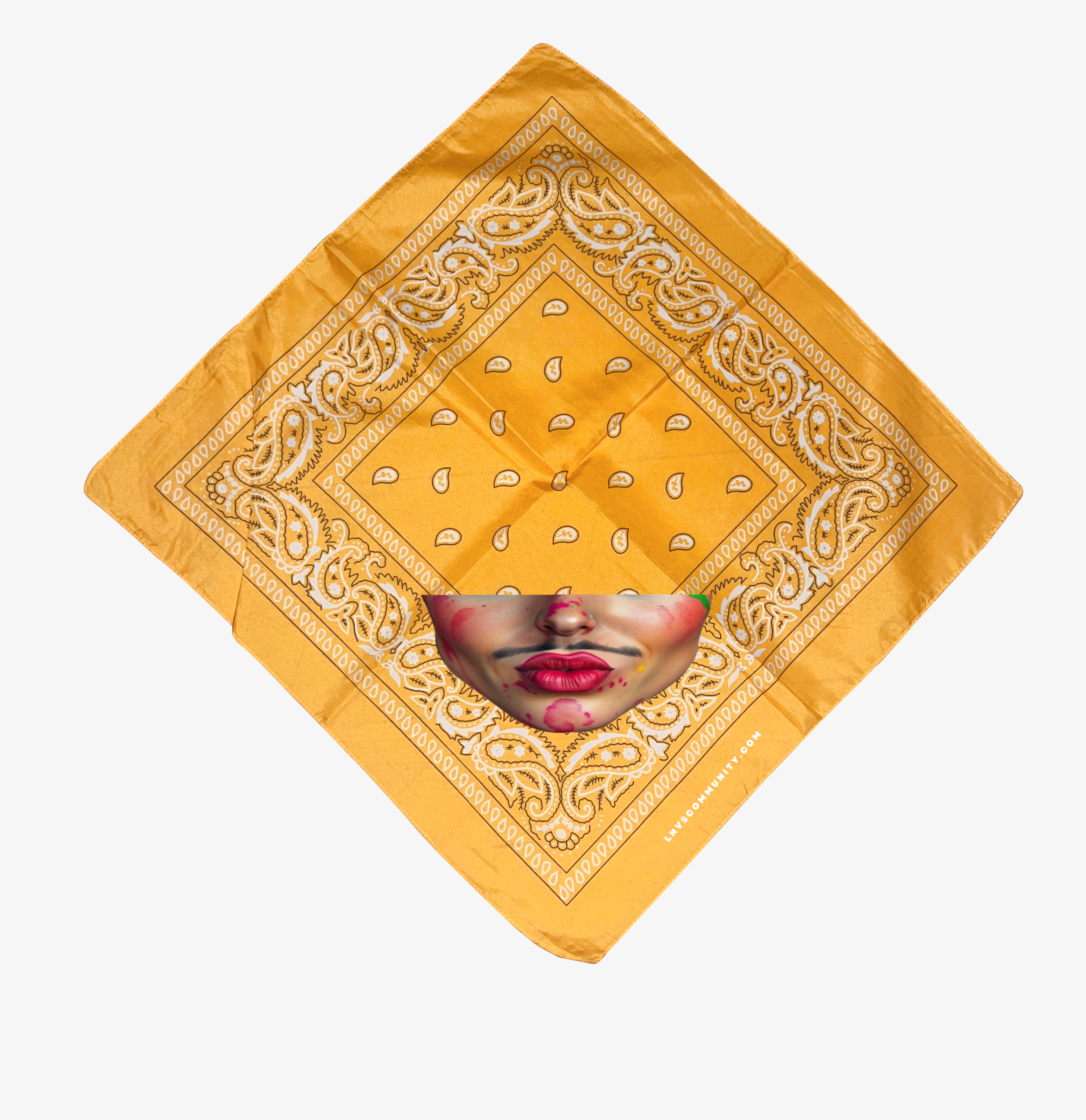 BANDANA JAUNE LADY MOUSTACHE