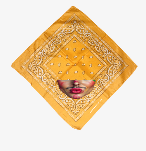 BANDANA JAUNE LADY MOUSTACHE
