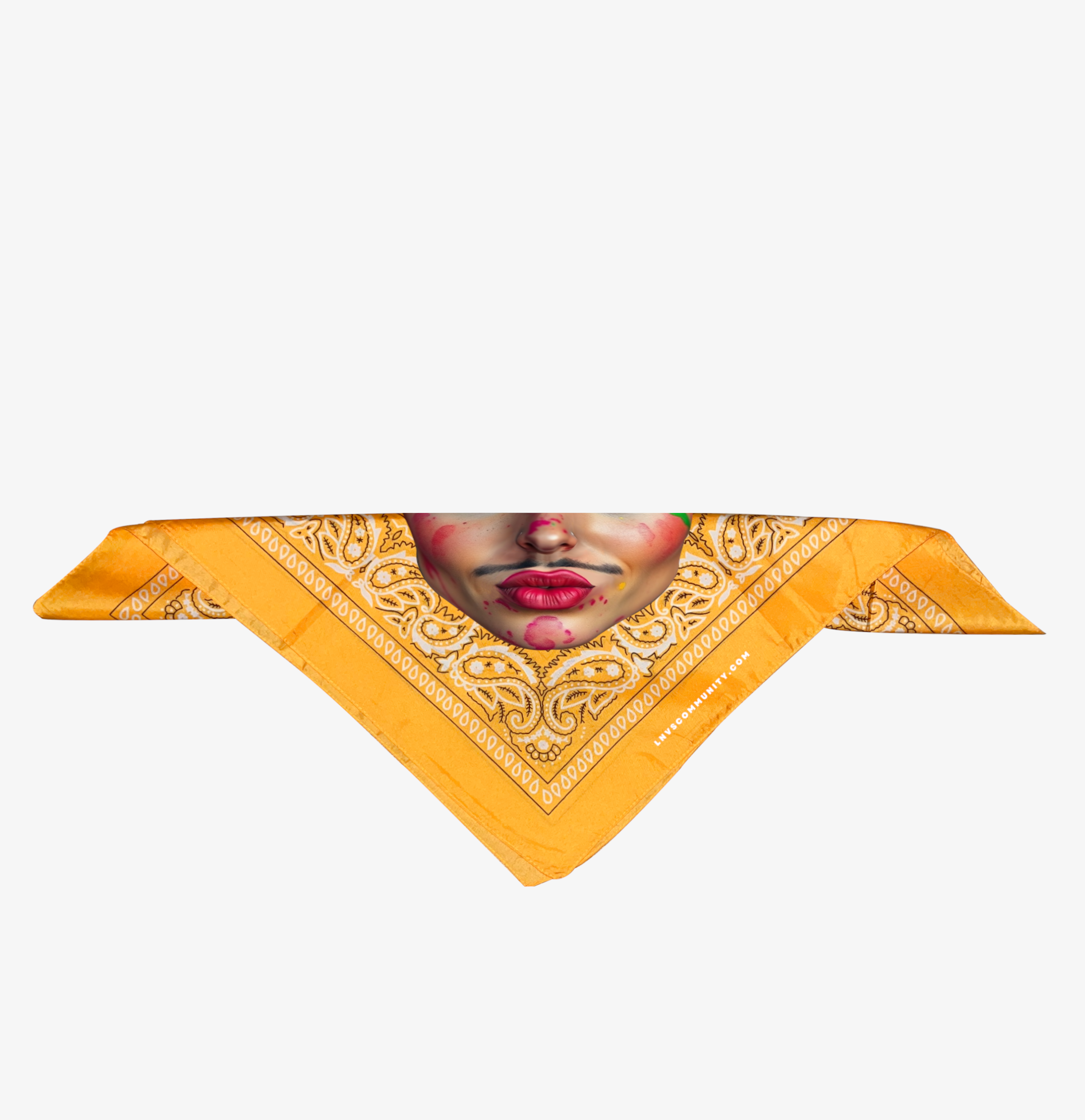 BANDANA JAUNE LADY MOUSTACHE