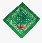BANDANA VERT LADY MOUSTACHE