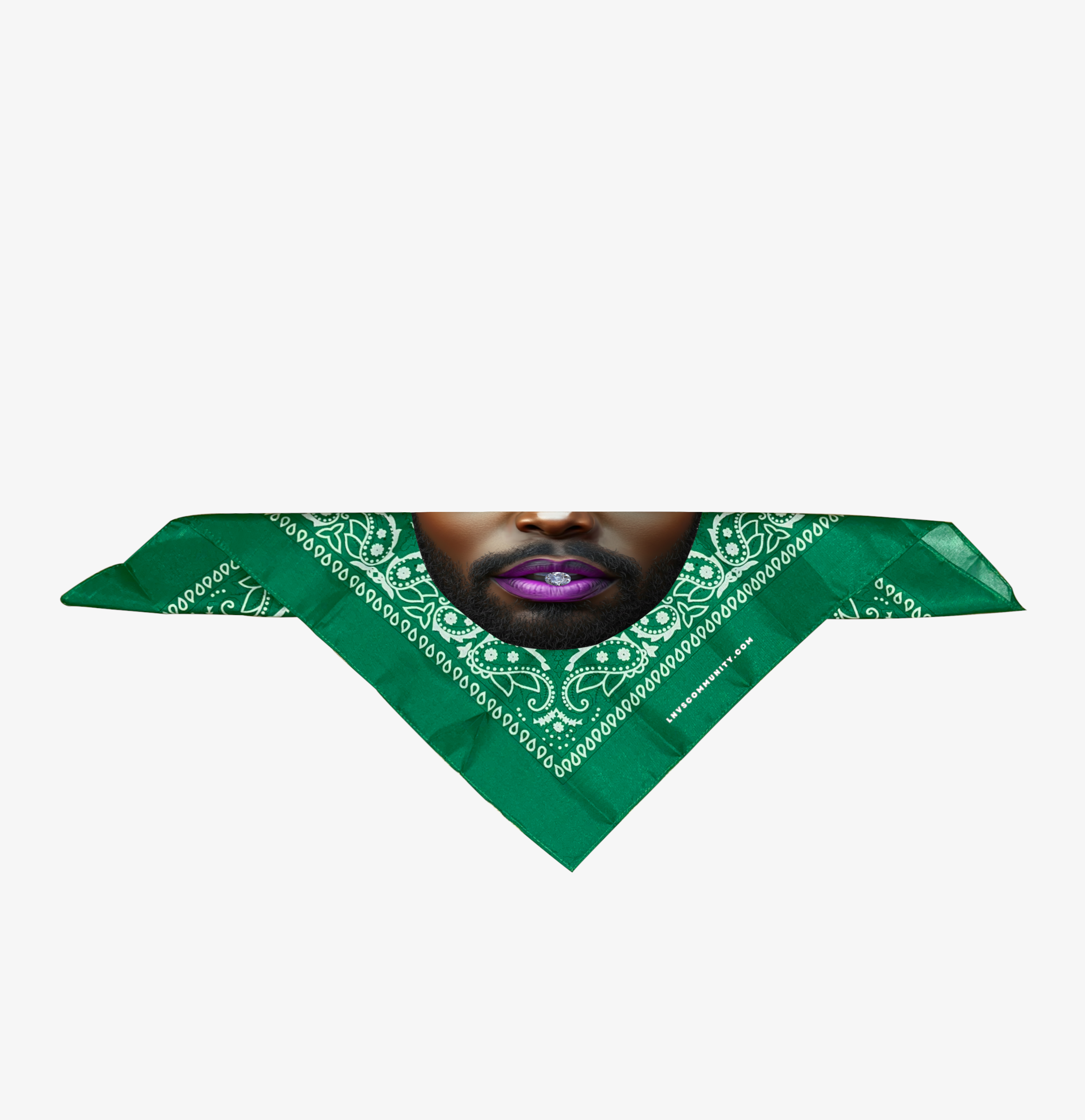 BANDANA VERT BOUCHE PRECIEUSE